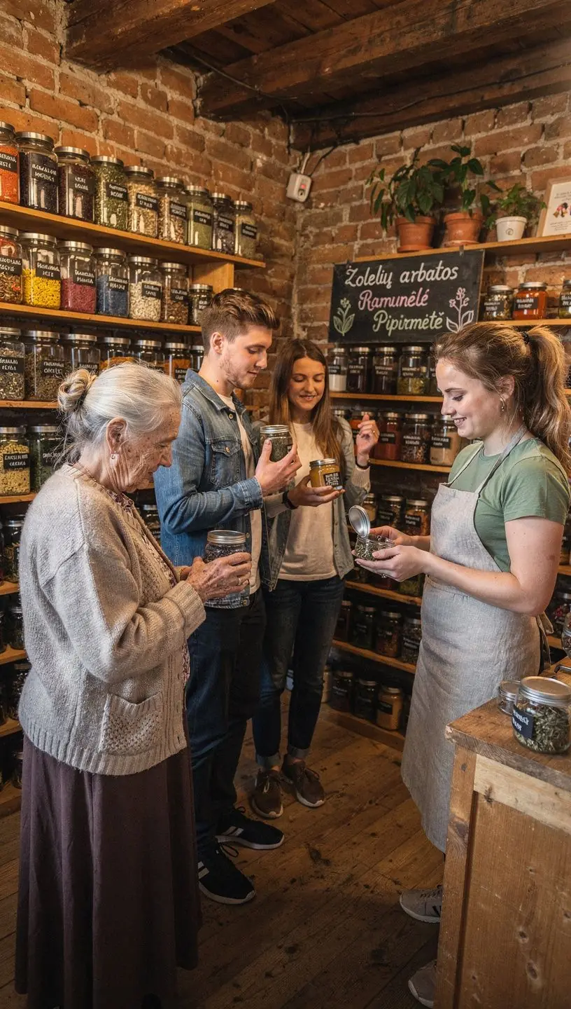 Stalo kompozicija su arbatos servizu, knyga ir minkštu pledais, kviečianti į namų ritualų akimirką